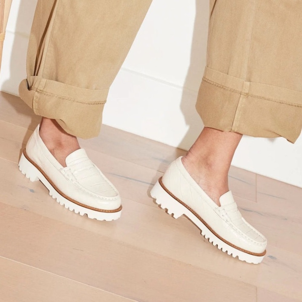 Freda Salvador Estela croc embossed lug sole loafers
